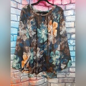 Investments II Sheer Floral Blouse 2X